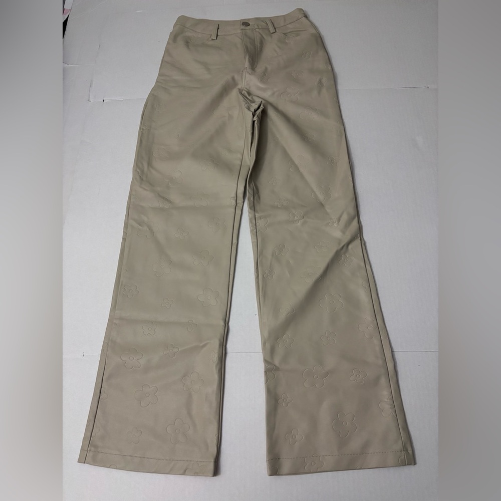Le Lis Collection Pants Womens S Beige Faux Leather inseam 30.5